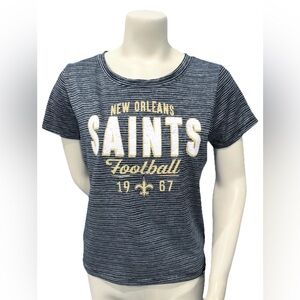 NFL Team Apparel New Orleans Saints Graphic Striped Tee Women’s Large Black Gold
